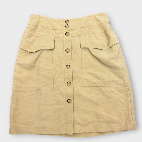 A New Day Khaki Cargo High Rise Button Front Skirt Womens 10 preppy - Picture 2 of 7